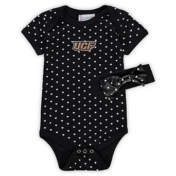 Girls Newborn & Infant Black UCF Knights Hearts Bodysuit & Headband Set