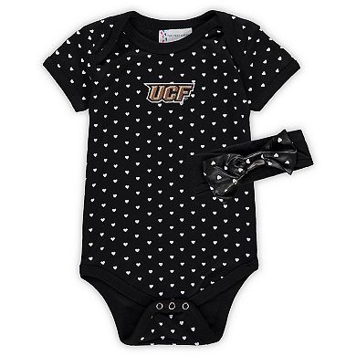 Girls Newborn & Infant Black UCF Knights Hearts Bodysuit & Headband Set
