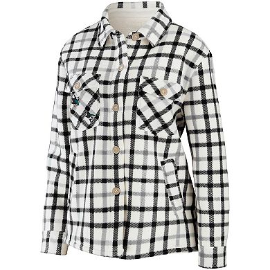 Women's WEAR by Erin Andrews Oatmeal San Jose Sharks Plaid Button-Up Shirt Jacket