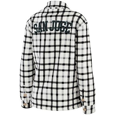 Women's WEAR by Erin Andrews Oatmeal San Jose Sharks Plaid Button-Up Shirt Jacket