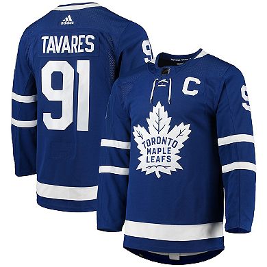 Men's adidas John Tavares Blue Toronto Maple Leafs Home Captain Patch Primegreen Authentic Pro Player Jersey
