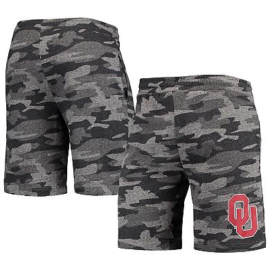 Men's Concepts Sport Charcoal/Gray Oklahoma Sooners Camo Backup Terry Jam Lounge Shorts