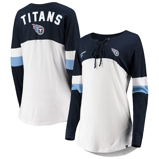 New Era Women's Navy Tennessee Titans Plus Size Athletic Varsity Lace-Up  V-Neck Long Sleeve T-shirt - Macy's