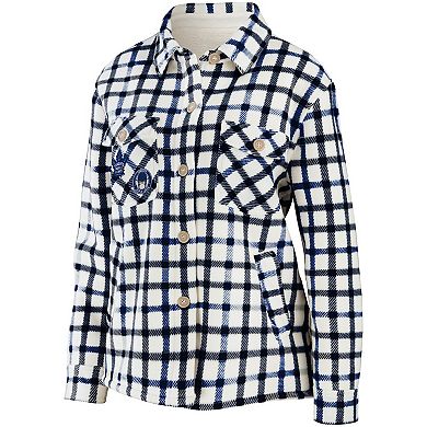 Women's WEAR by Erin Andrews Oatmeal Toronto Maple Leafs Plaid Button-Up Shirt Jacket