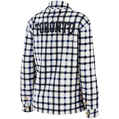 Women's WEAR by Erin Andrews Oatmeal Toronto Maple Leafs Plaid Button-Up Shirt Jacket