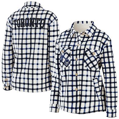 Women's WEAR by Erin Andrews Oatmeal Toronto Maple Leafs Plaid Button-Up Shirt Jacket