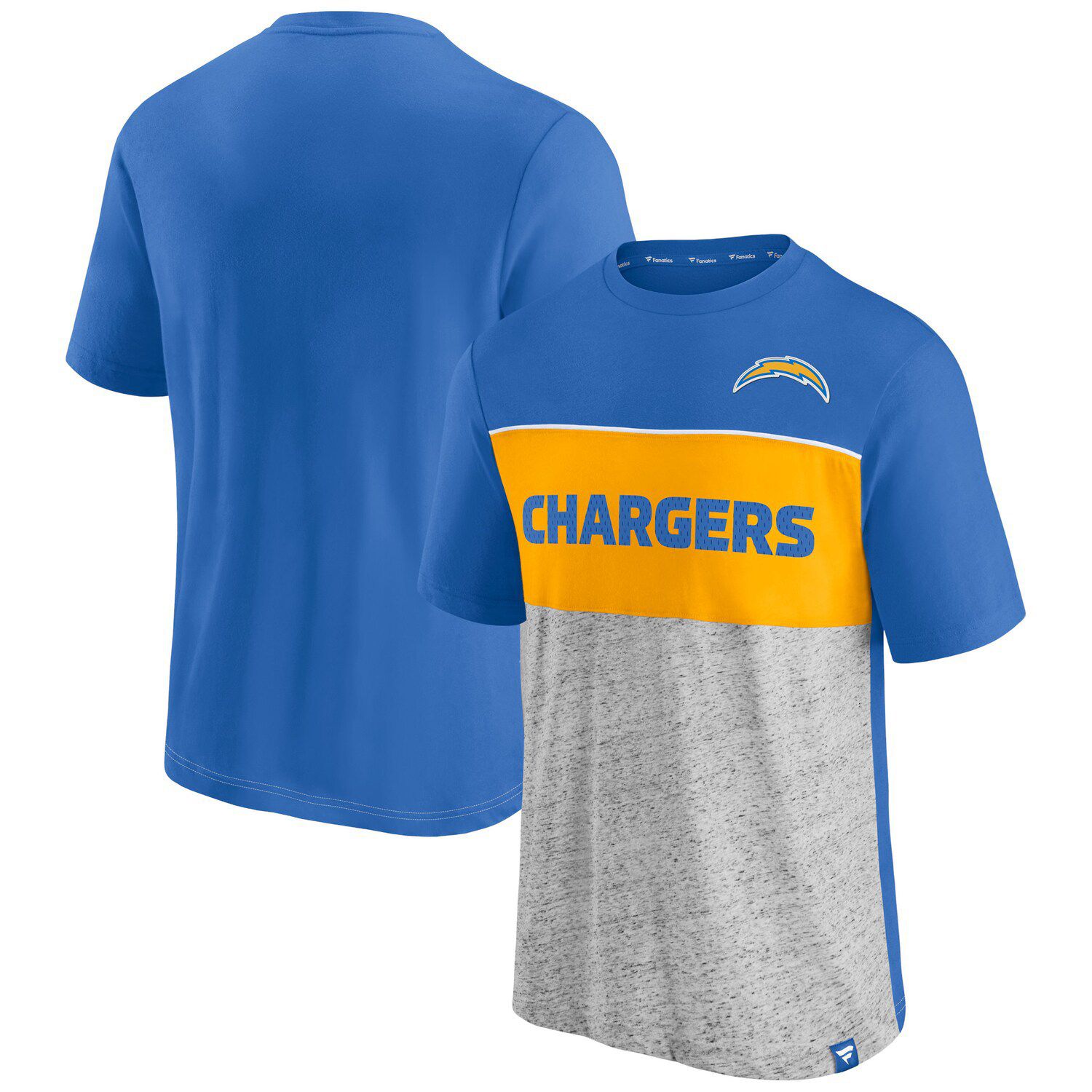 Los Angeles Chargers Refried Apparel Sustainable Split T-Shirt -  Black/Heathered Gray