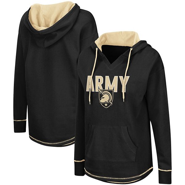 Women s Colosseum Black Army Black Knights Tunic Pullover Hoodie