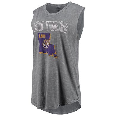 Women's Alternative Apparel Charcoal LSU Tigers Inside Out Washed Tank Top