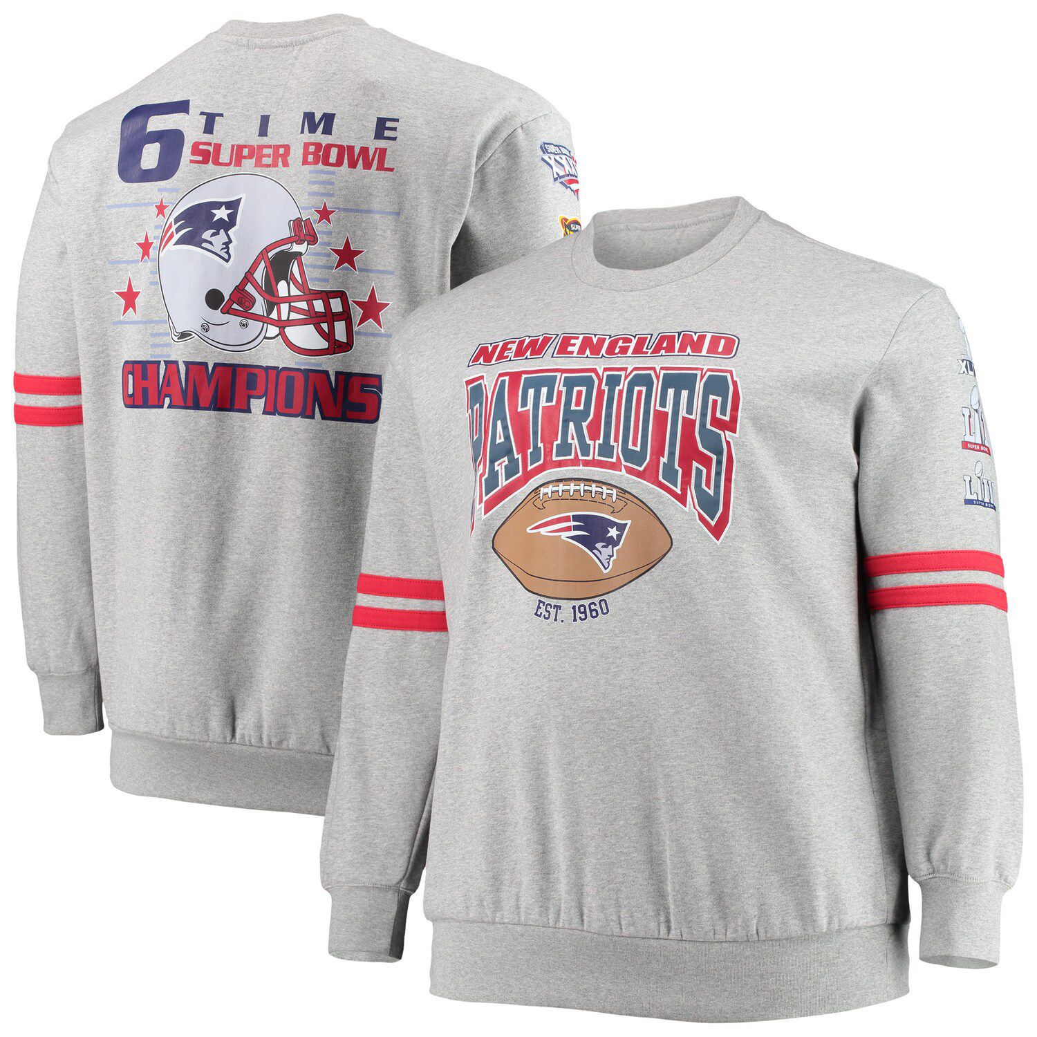 Men's Refried Apparel Navy/Red New England Patriots Sustainable Split  Center Pullover Sweatshirt 