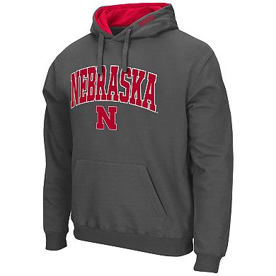 Men's Colosseum Charcoal Nebraska Huskers Arch & Logo 3.0 Pullover Hoodie