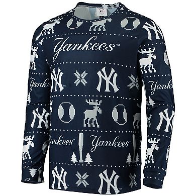Men's FOCO Navy New York Yankees Ugly Pajama Sleep Set