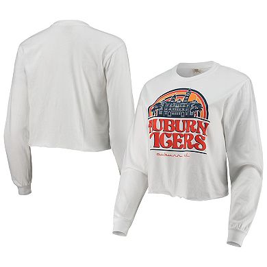 Women's White Auburn Tigers Retro Campus Crop Long Sleeve T-Shirt