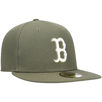 Men's New Era Olive Boston Red Sox White Logo 59FIFTY Fitted Hat
