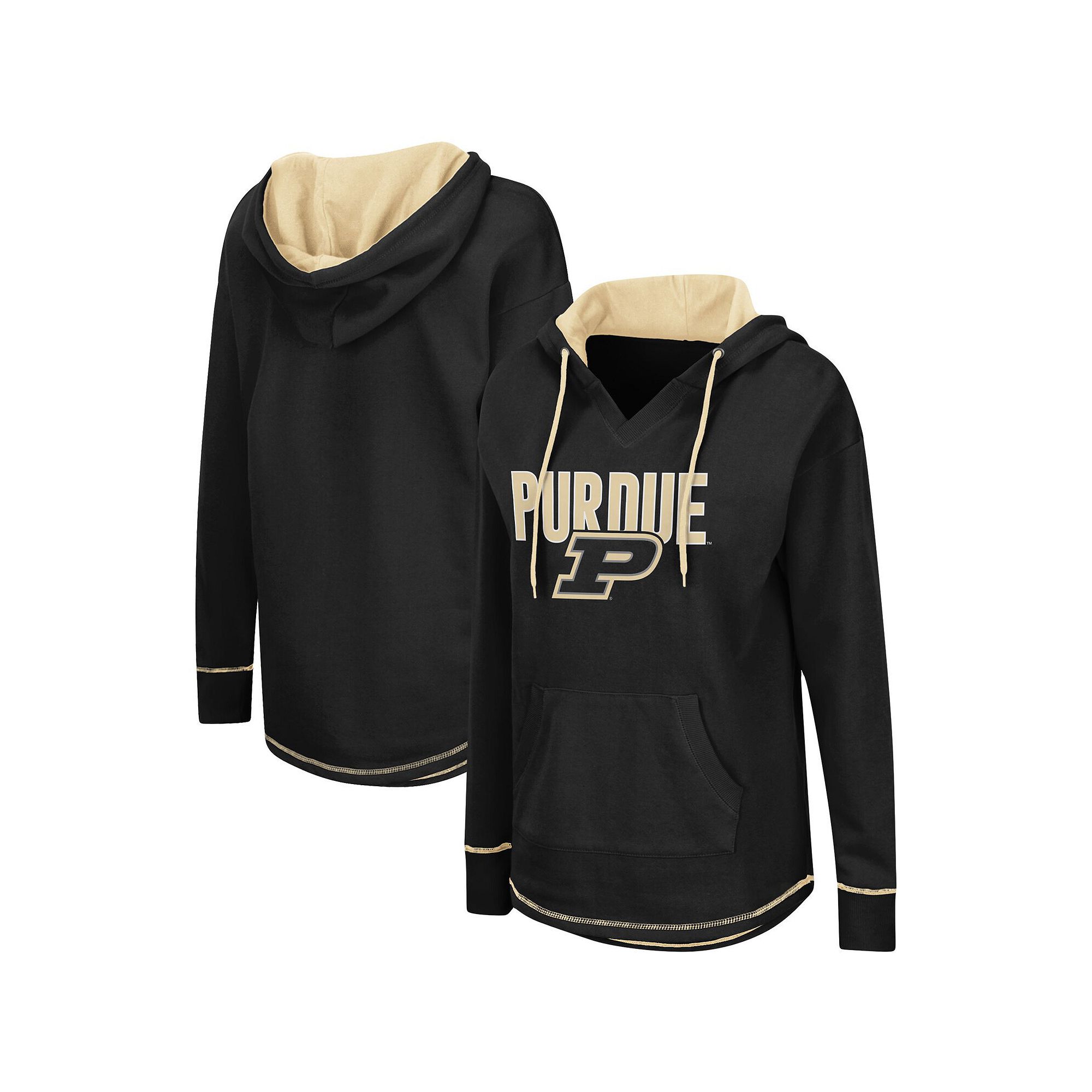 Womens Colosseum Black Purdue Boilermakers Tunic Pullover Hoodie, Size: Sm