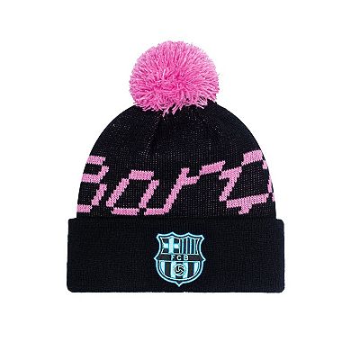 Men's Black Barcelona Pixel Neon Cuffed Knit Hat with Pom