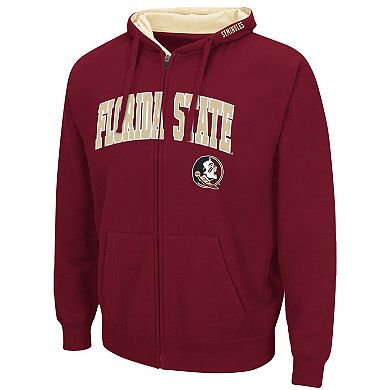 Men's Colosseum Garnet Florida State Seminoles Arch & Logo 3.0 Full-Zip Hoodie