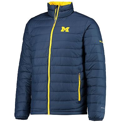 Men's Columbia Navy Michigan Wolverines Powder Lite Omni-Heat Reflective Full-Zip Jacket