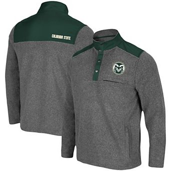 Men's Colosseum Heathered Charcoal/Green Colorado State Rams Huff Snap Pullover