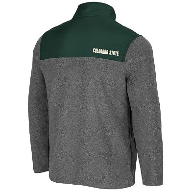 Men's Colosseum Heathered Charcoal/Green Colorado State Rams Huff Snap Pullover