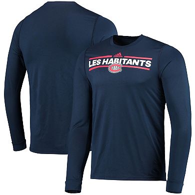 Men's adidas Navy Montreal Canadiens Dassler AEROREADY Creator Long Sleeve T-Shirt