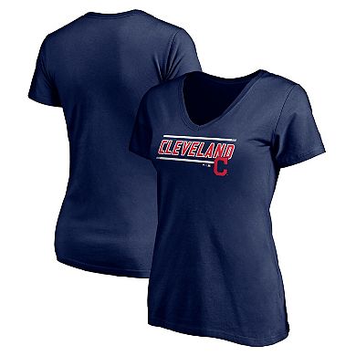Women's Fanatics Branded Navy Cleveland Indians Plus Size Mascot In Bounds V-Neck T-Shirt