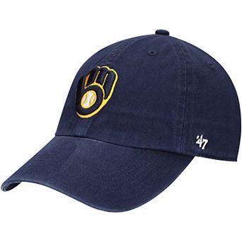 Youth '47 Navy Milwaukee Brewers Team Logo Clean Up Adjustable Hat