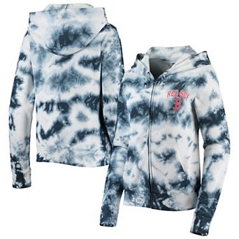 Women's New Era Navy Boston Red Sox Tie-Dye Fleece Full-Zip Hoodie