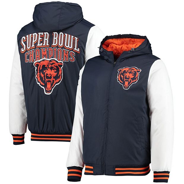 G-III Sports Mens Chicago Bears Varsity Jacket, Blue, Medium