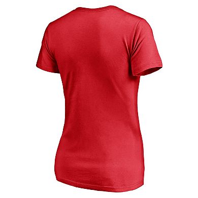 Women's Fanatics Branded Red Calgary Flames Plus Size Mascot In Bounds V-Neck T-Shirt