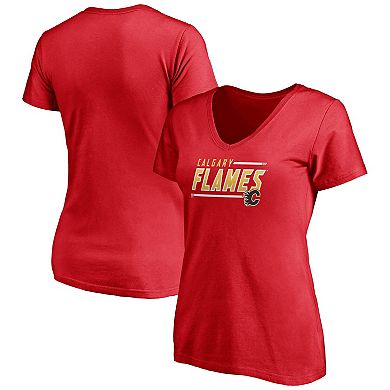 Women's Fanatics Branded Red Calgary Flames Plus Size Mascot In Bounds V-Neck T-Shirt