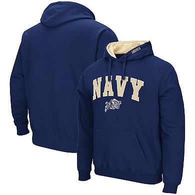 Men's Colosseum Navy Navy Midshipmen Arch & Logo 3.0 Pullover Hoodie