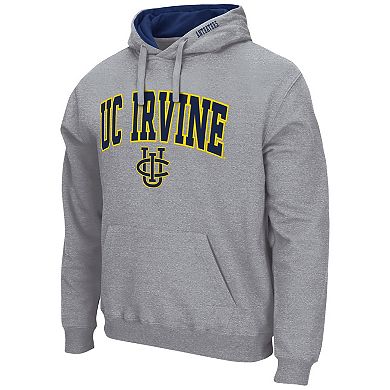 Men's Colosseum Heathered Gray UC Irvine Anteaters Arch and Logo Pullover Hoodie