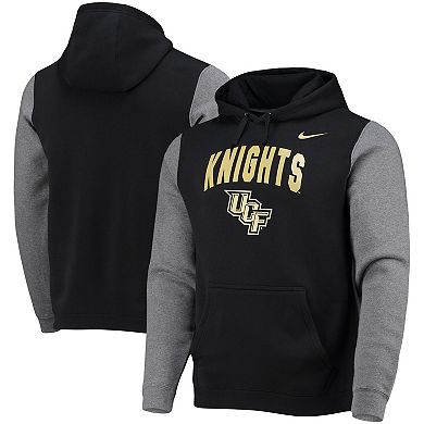 Men's Nike Black/Heathered Gray UCF Knights Club Fleece Colorblock Pullover Hoodie