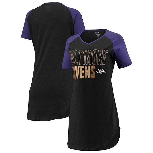 Ladies Baltimore Ravens Purple Pride Playing V Neck Short Sleeve Tee Shirt