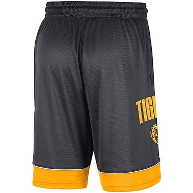 Men's Nike Charcoal/Gold LSU Tigers Fast Break Shorts