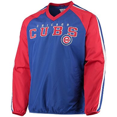 Men's G-III Sports by Carl Banks Royal/Red Chicago Cubs Kickoff Raglan V-Neck Pullover Jacket