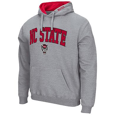 Men's Colosseum Heathered Gray NC State Wolfpack Arch & Logo 3.0 Pullover Hoodie