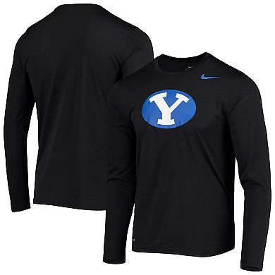 Men's Nike Black BYU Cougars School Logo Legend Performance Long Sleeve T-Shirt
