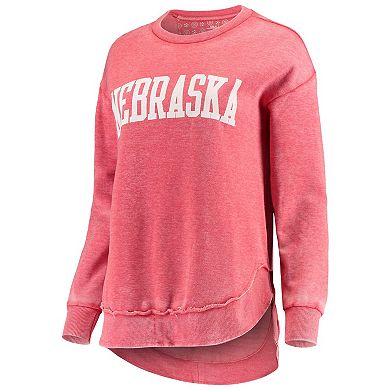 Women's Pressbox Scarlet Nebraska Huskers Vintage Wash Pullover Sweatshirt