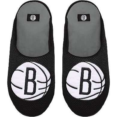 Men's FOCO Brooklyn Nets Big Logo Colorblock Mesh Slippers