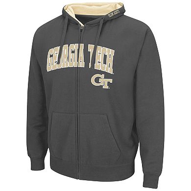 Men's Colosseum Charcoal Georgia Tech Yellow Jackets Arch & Logo 3.0 Full-Zip Hoodie