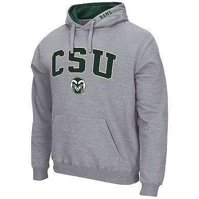 Men's Colosseum Heathered Gray Colorado State Rams Arch and Logo Pullover Hoodie