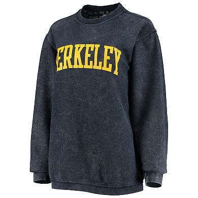 Women's Pressbox Navy Cal Bears Comfy Cord Vintage Wash Basic Arch Pullover Sweatshirt