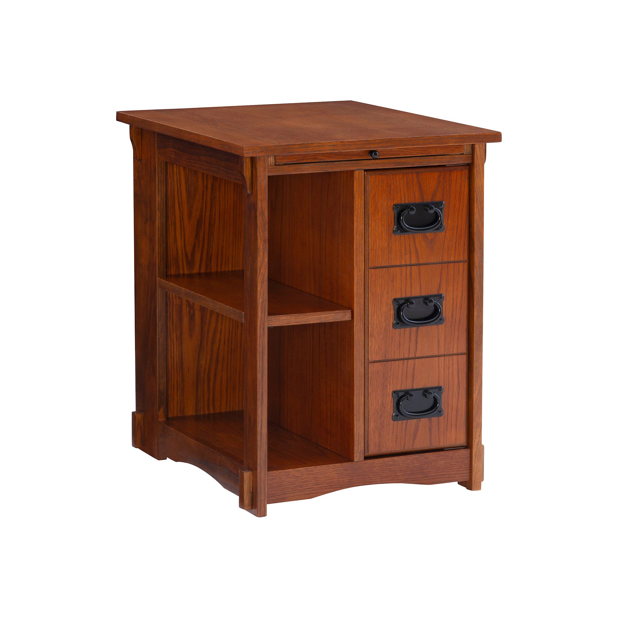 Mission Oak Magazine Cabinet Table, Brown