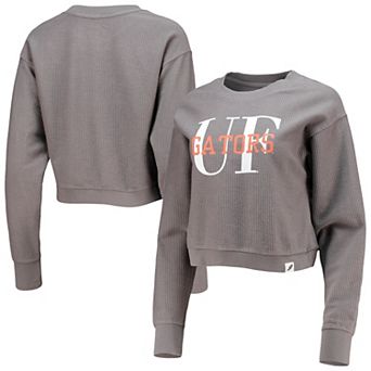 Women's League Collegiate Wear Graphite Florida Gators Classic Corded Timber Crop Pullover Sweatshirt