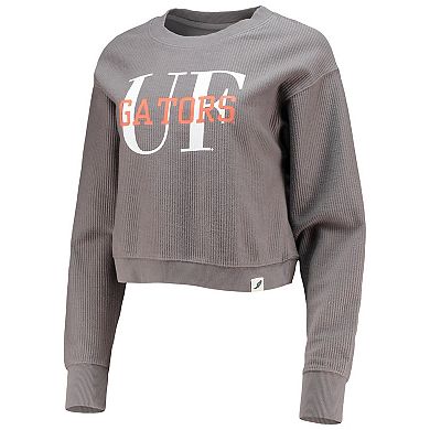 Women's League Collegiate Wear Graphite Florida Gators Classic Corded Timber Crop Pullover Sweatshirt