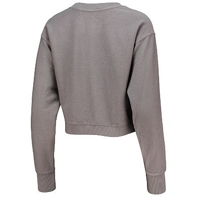 Women's League Collegiate Wear Graphite Florida Gators Classic Corded Timber Crop Pullover Sweatshirt