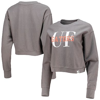 Women's League Collegiate Wear Graphite Florida Gators Classic Corded Timber Crop Pullover Sweatshirt