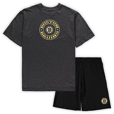 Men's Concepts Sport Black/Heathered Charcoal Boston Bruins Big & Tall T-Shirt & Shorts Sleep Set